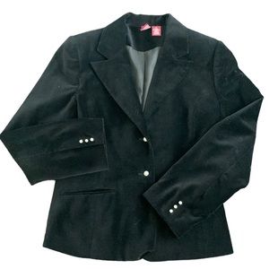 WOMENS MERONA BLAZER BLACK VELVET JACKET LINED BUTTONS